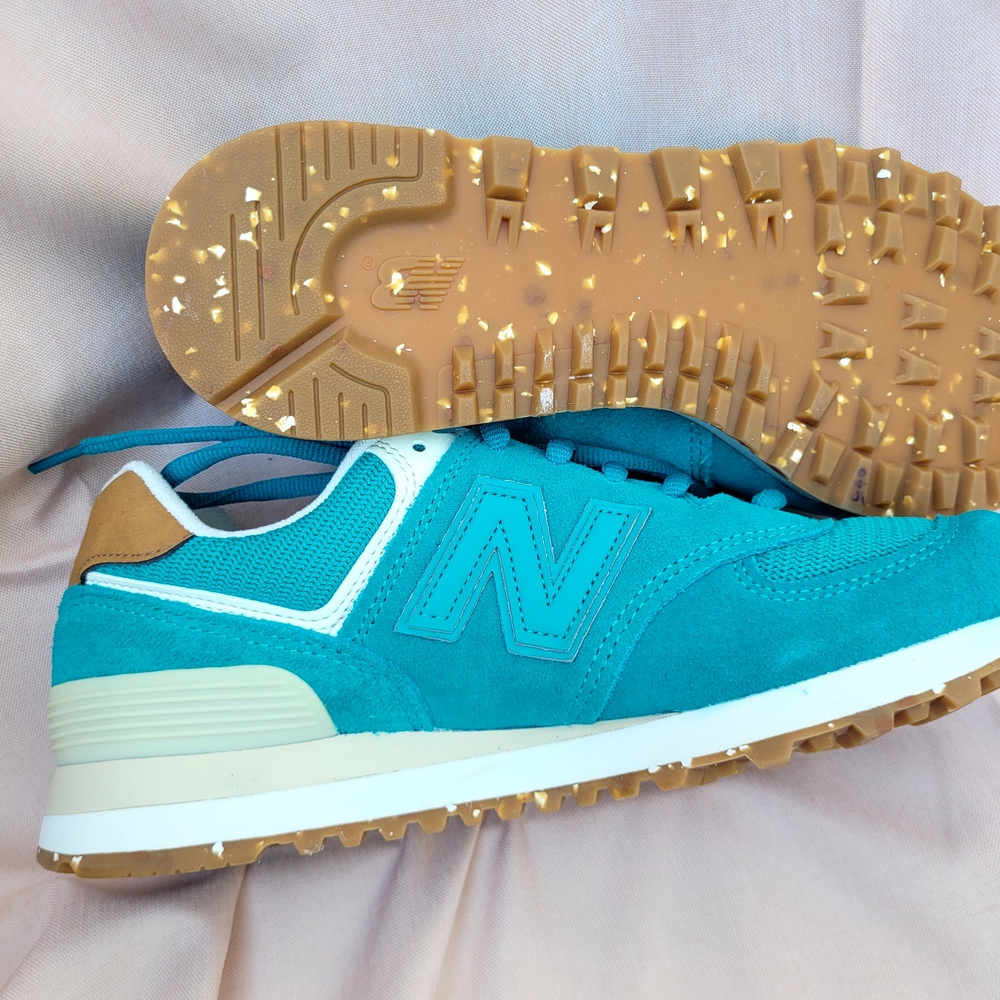 New Balance 574 Teal Athletic Shoes - Picture 7 of 11